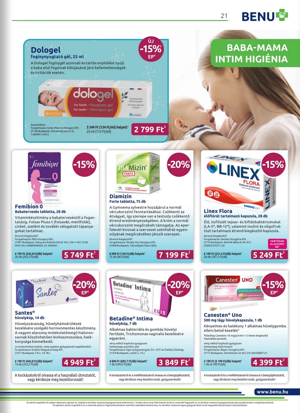 BENU Gyógyszertárak akciós újság 2026.01.01-től - 21. oldal.