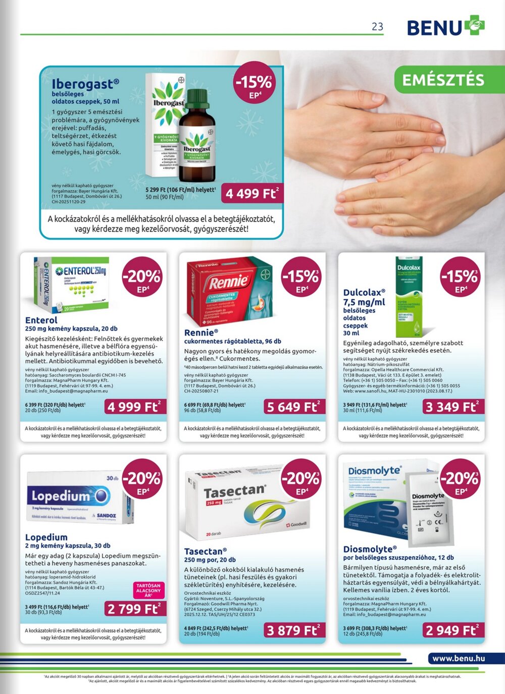 BENU Gyógyszertárak akciós újság 2026.01.01-től - 23. oldal.