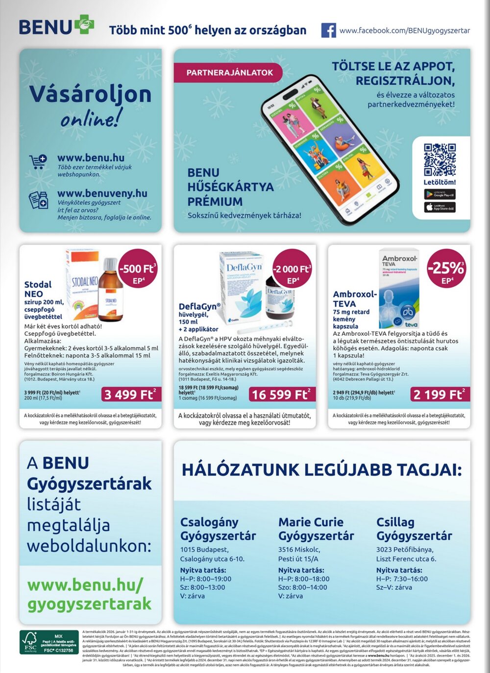 BENU Gyógyszertárak akciós újság 2026.01.01-től - 28. oldal.