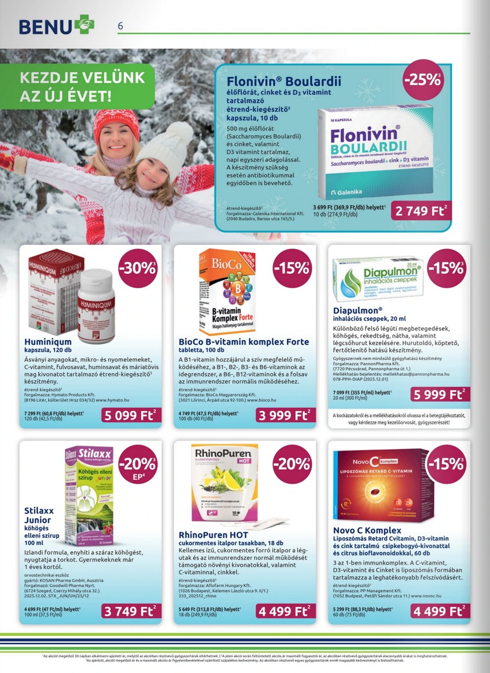 BENU Gyógyszertárak akciós újság 2026.01.01-től - 6. oldal.