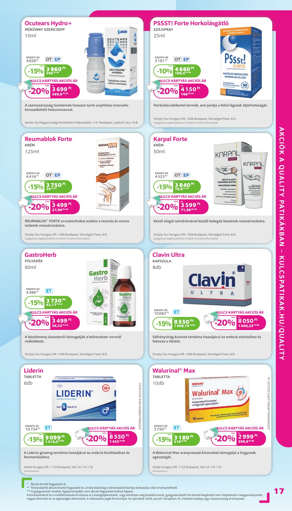 Kulcs Patika akciós újság 2026.01.01-től - 17. oldal.