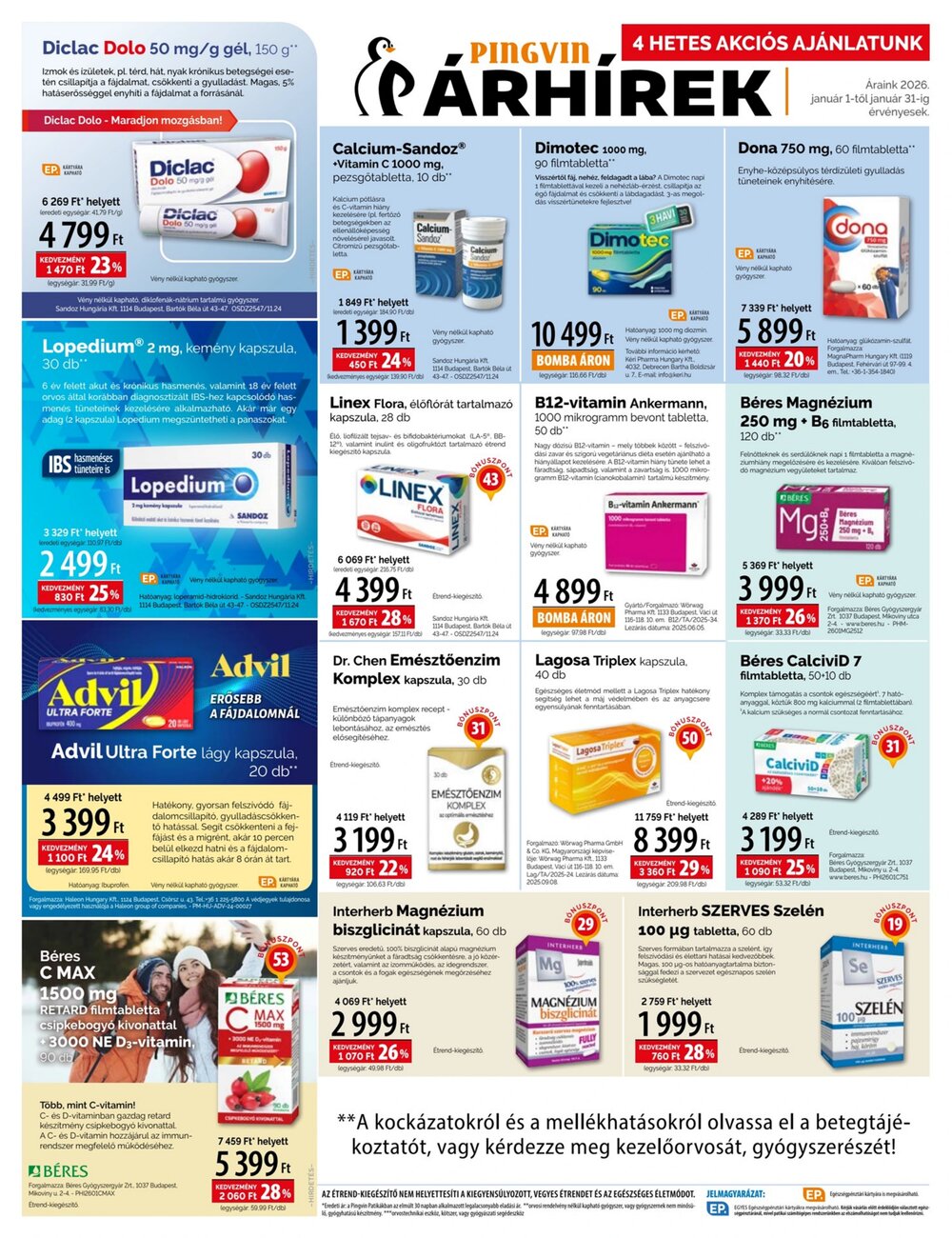 Pingvin Patika akciós újság 2026.01.01-től - 2. oldal.