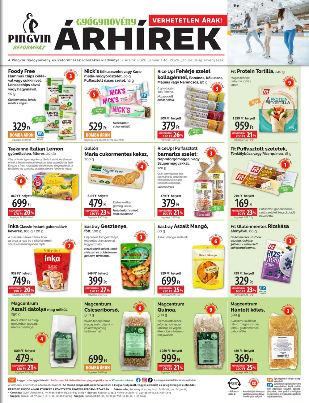 Pingvin Patika akciós újság 2026.01.01-től - 1. oldal.