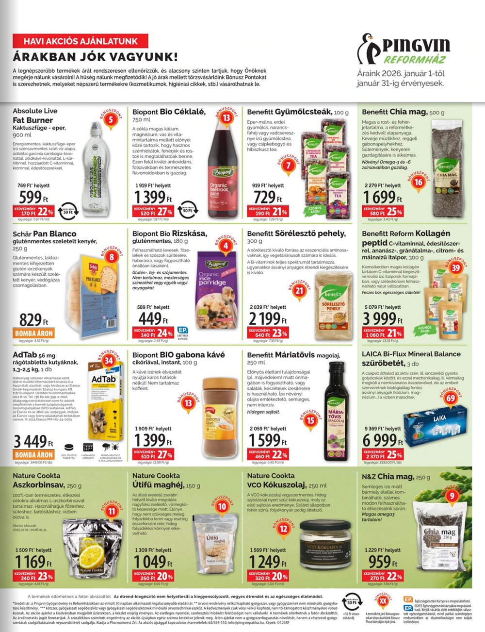 Pingvin Patika akciós újság 2026.01.01-től - 3. oldal.