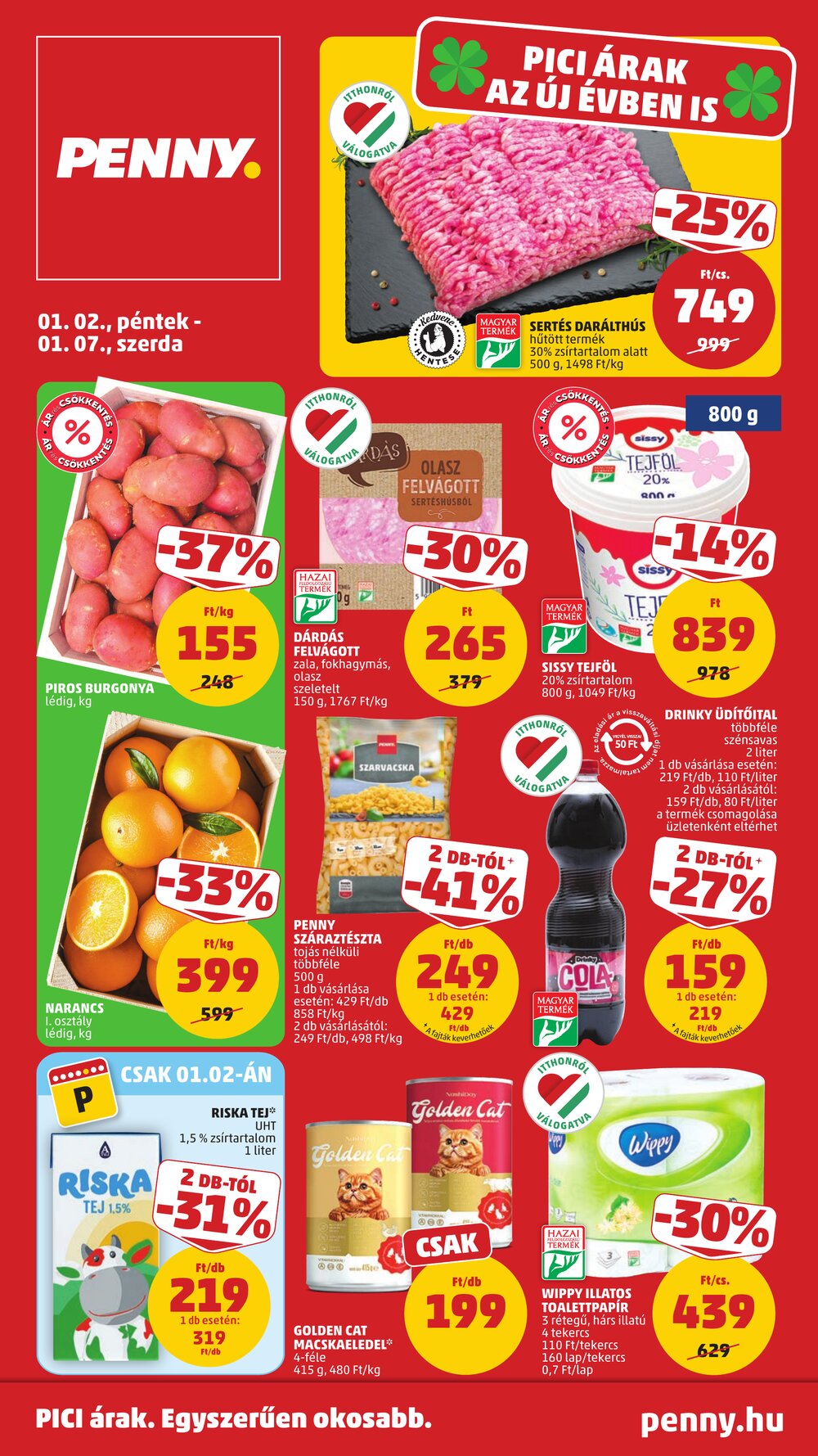 Penny Market akciós újság 2026.01.02-től - 1. oldal.
