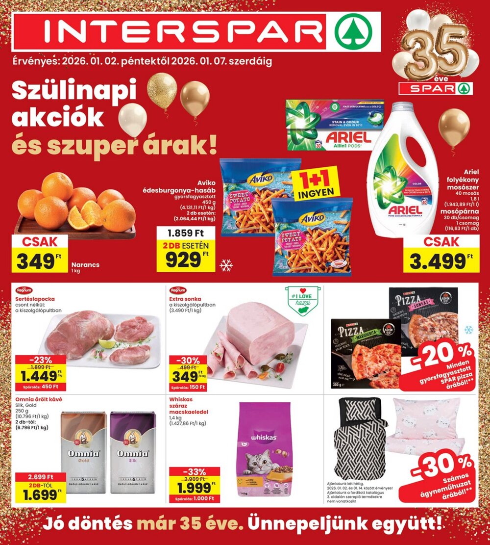 Interspar akciós újság 2026.01.02-től - 1. oldal.