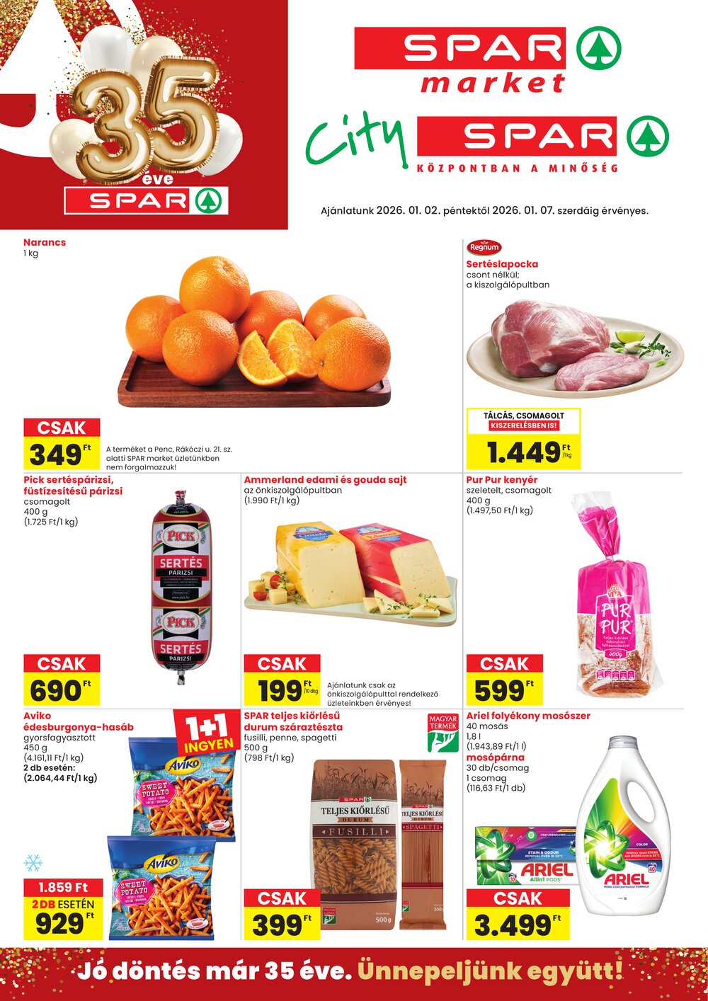 Spar Market akciós újság 2026.01.02-től - 1. oldal.