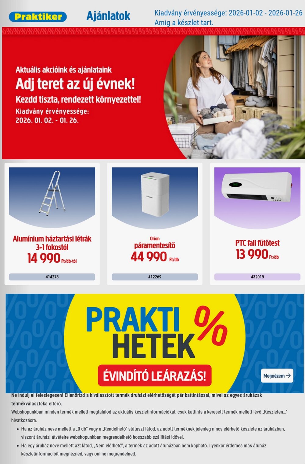 Praktiker akciós újság 2026.01.02-től - 1. oldal.