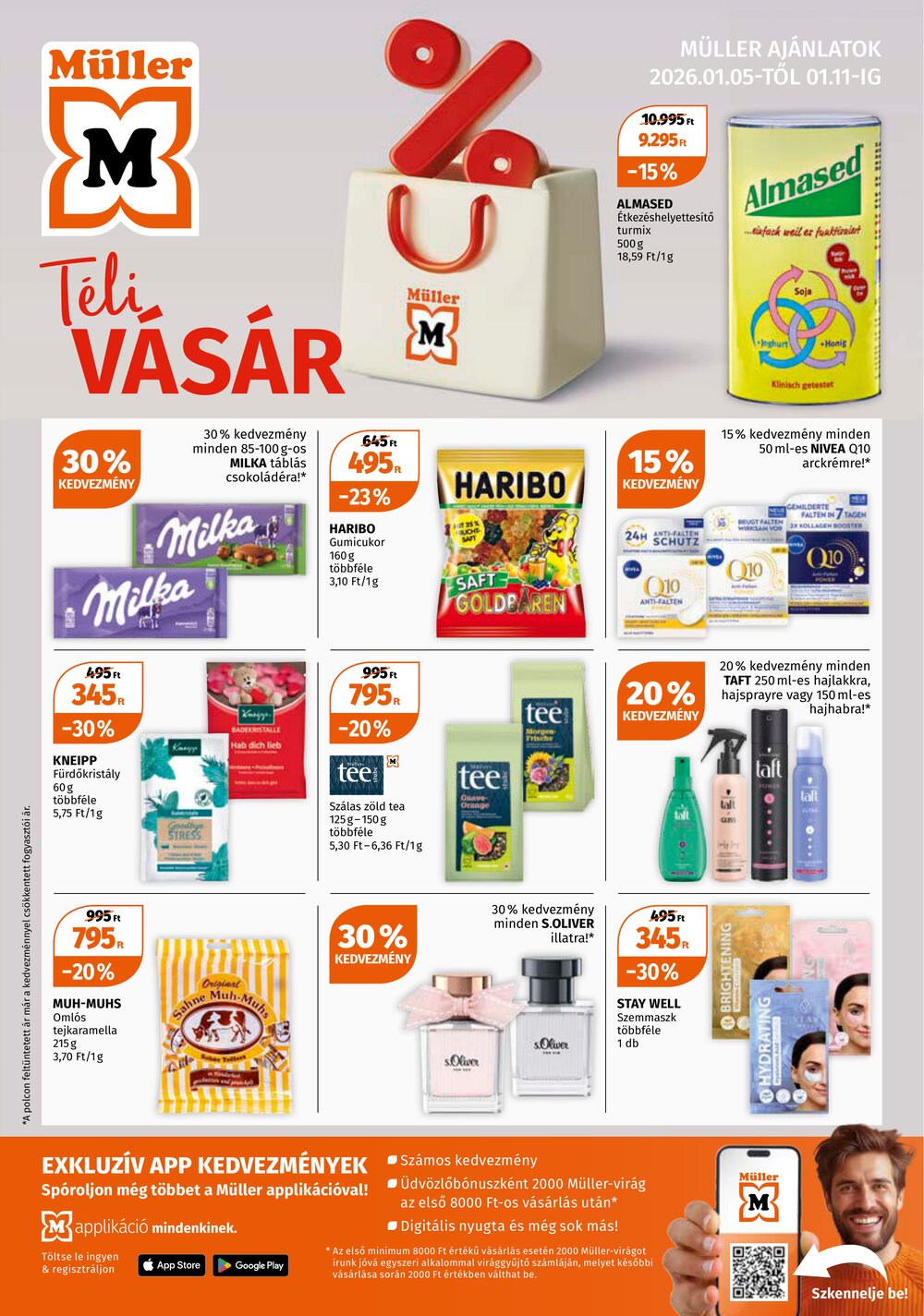 Müller drogéria akciós újság 2026.01.05-től - 1. oldal.