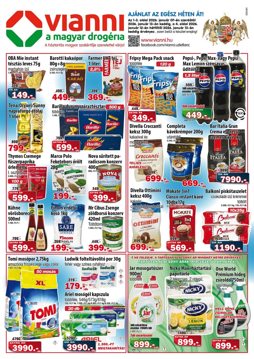 Vianni drogéria akciós újság 2026.01.07-től - 1. oldal.