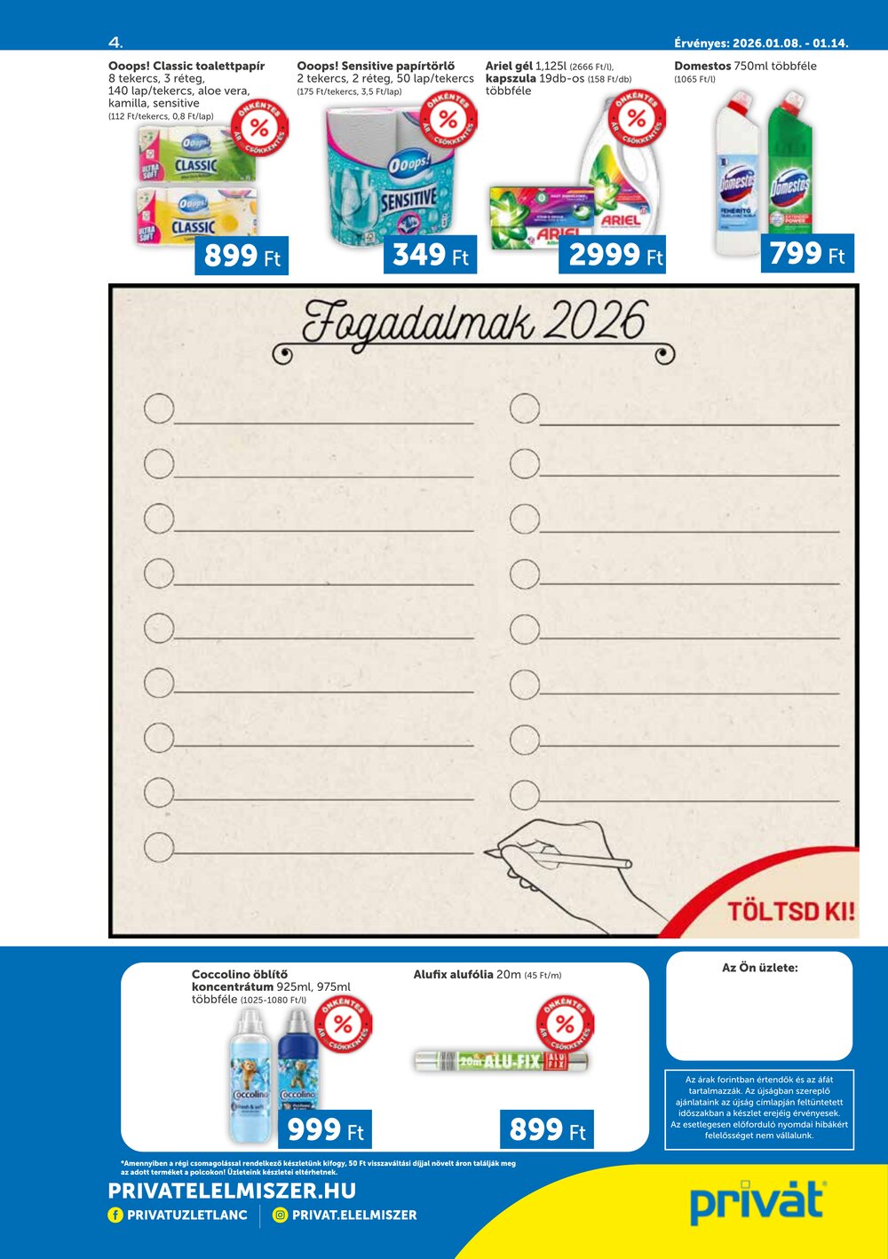 Privát akciós újság 2026.01.08-tól - 4. oldal.