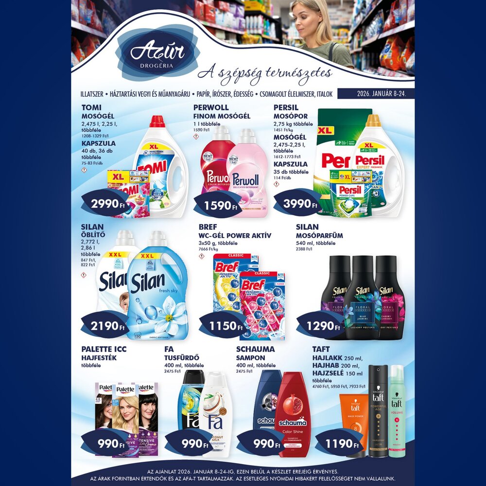 Azúr drogéria akciós újság 2026.01.08-tól - 1. oldal.