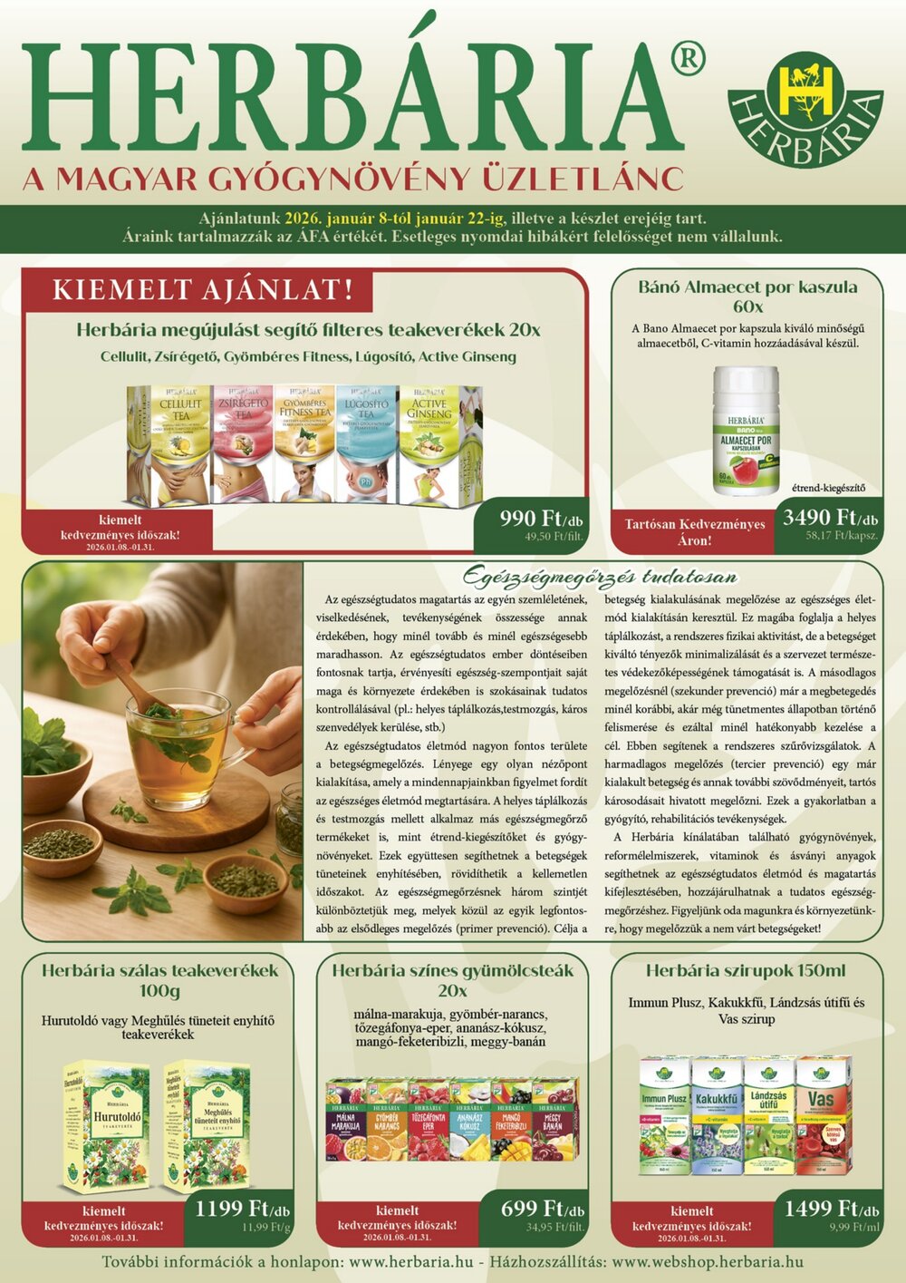 Herbária akciós újság 2026.01.08-tól - 1. oldal.