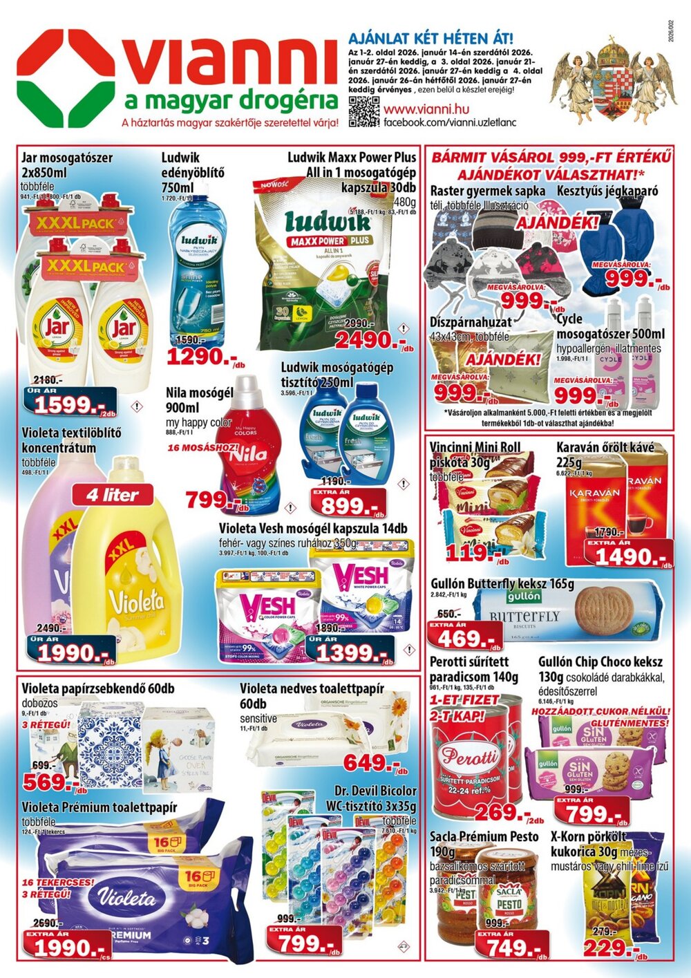 Vianni drogéria akciós újság 2026.01.14-től - 1. oldal.