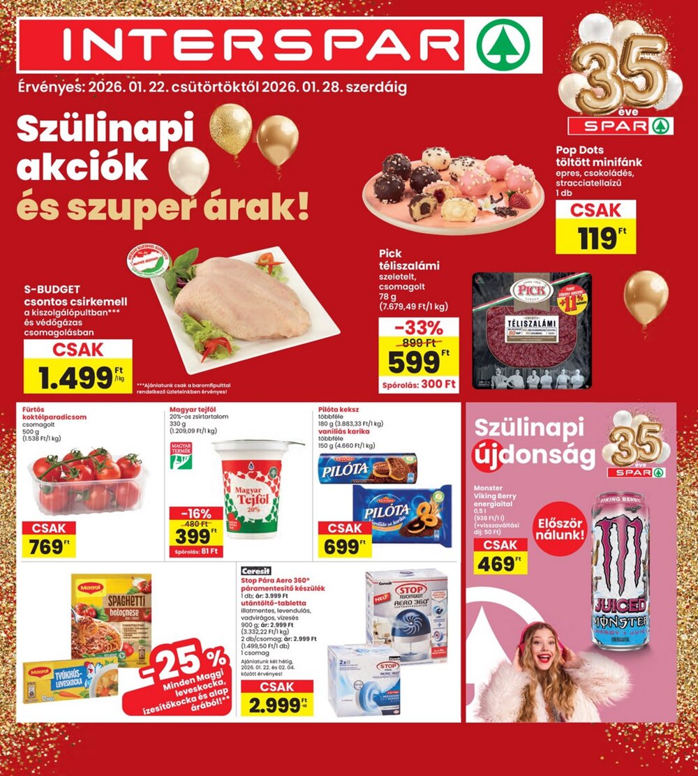 Interspar akciós újság 2026.01.22-től - 1. oldal.