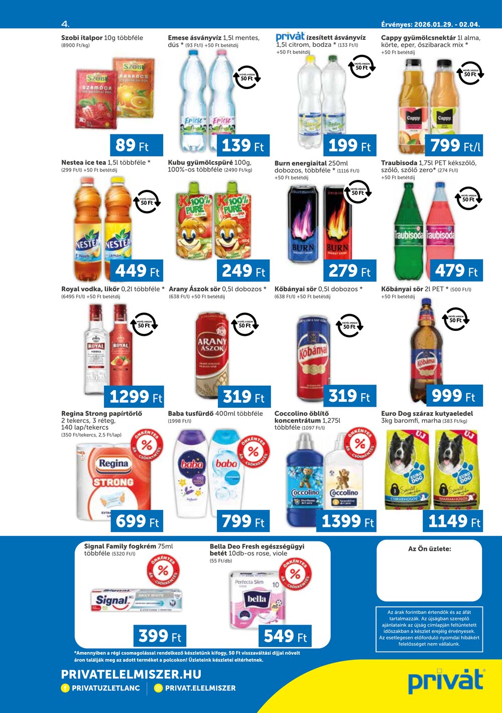 Privát akciós újság 2026.01.29-től - 4. oldal.