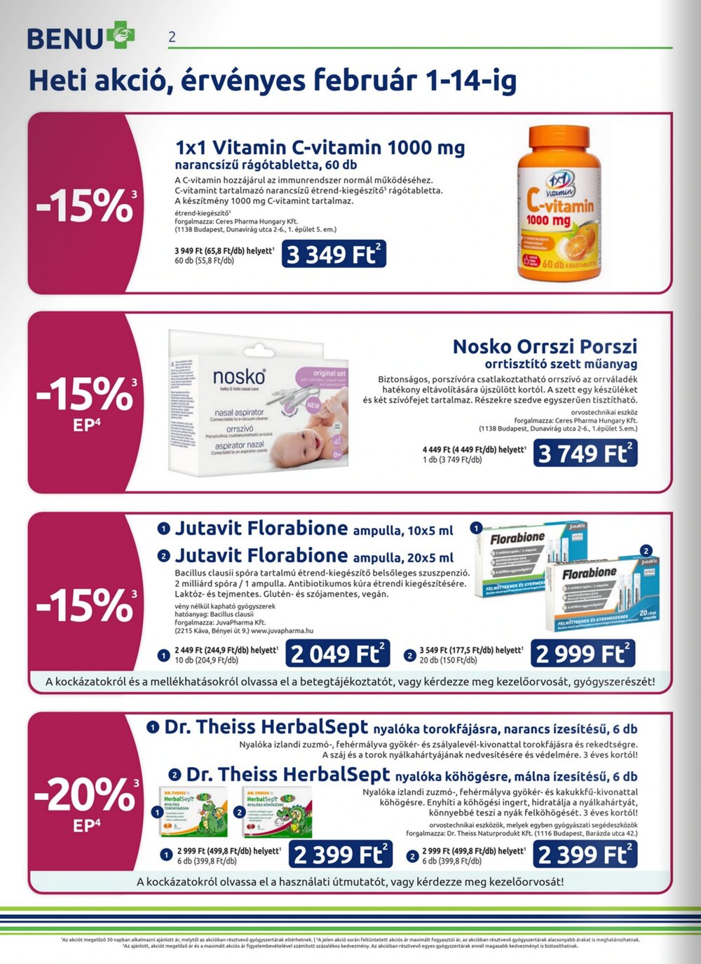 BENU Gyógyszertárak akciós újság 2026.02.01-től - 2. oldal.