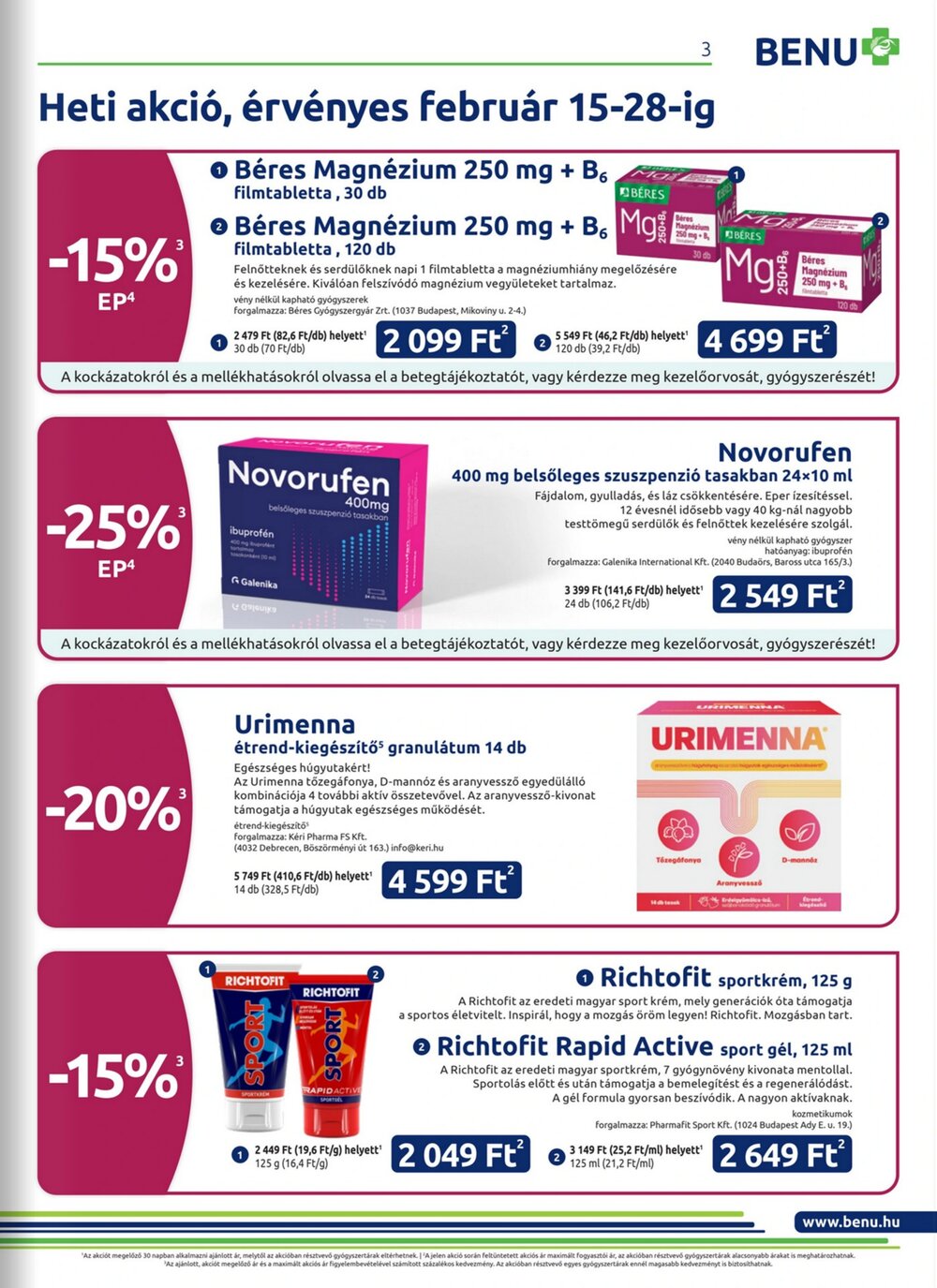 BENU Gyógyszertárak akciós újság 2026.02.01-től - 3. oldal.