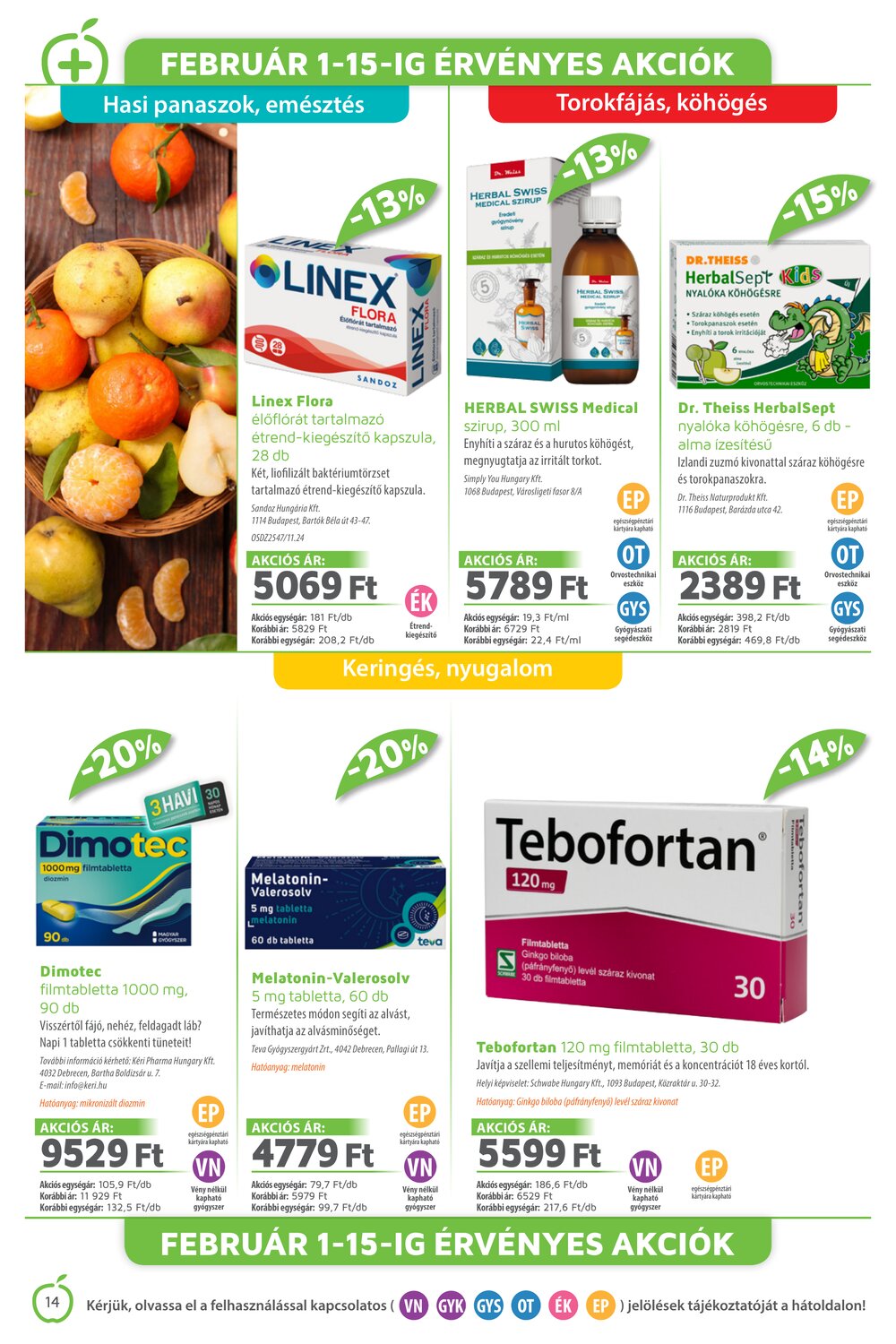 Alma Gyógyszertárak akciós újság 2026.02.01-től - 14. oldal.