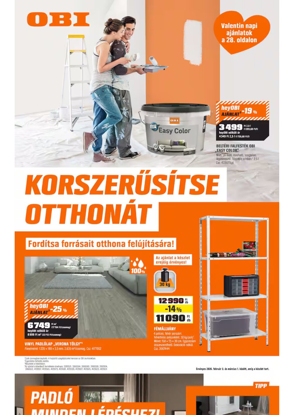 OBI akciós újság 2026.02.03-tól - 1. oldal.