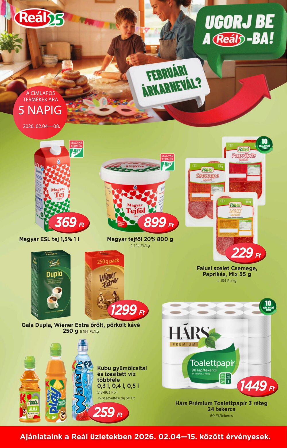 Reál akciós újság 2026.02.04-től - 1. oldal.