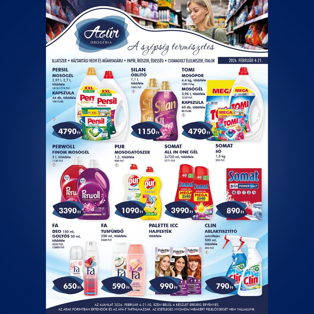 Azúr drogéria akciós újság 2026.02.04-től - 1. oldal.