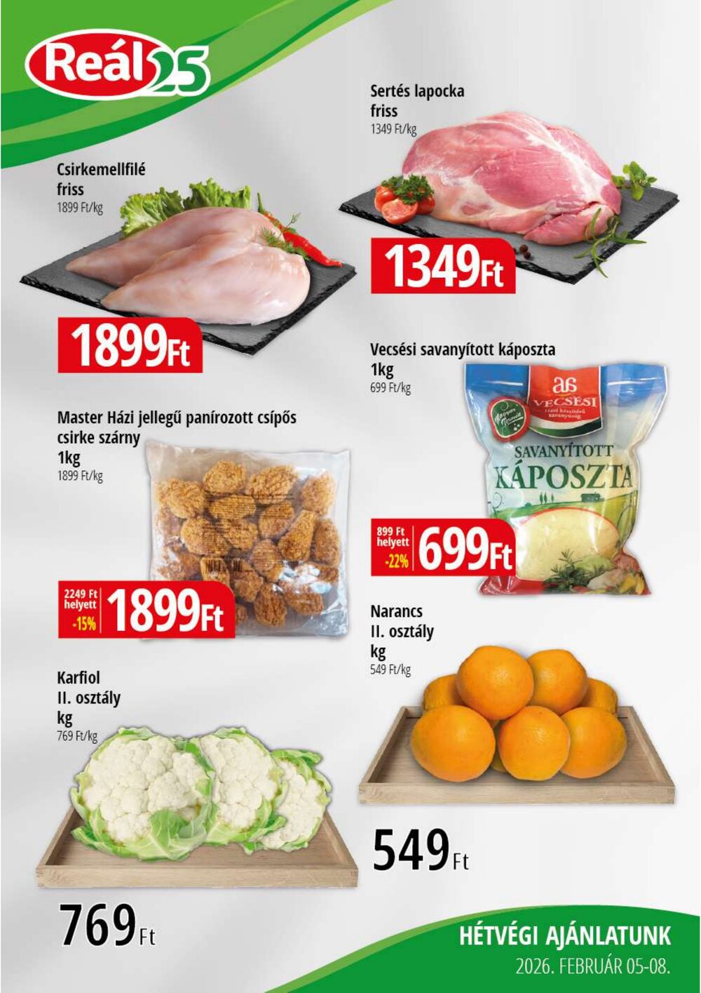 Reál akciós újság 2026.02.05-től - 1. oldal.