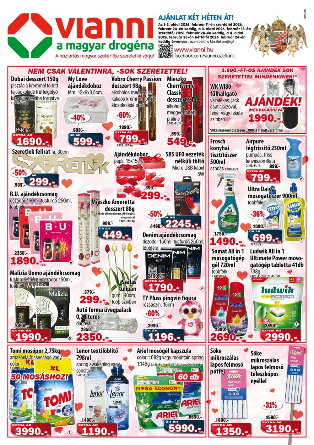 Vianni drogéria akciós újság 2026.02.11-től - 1. oldal.