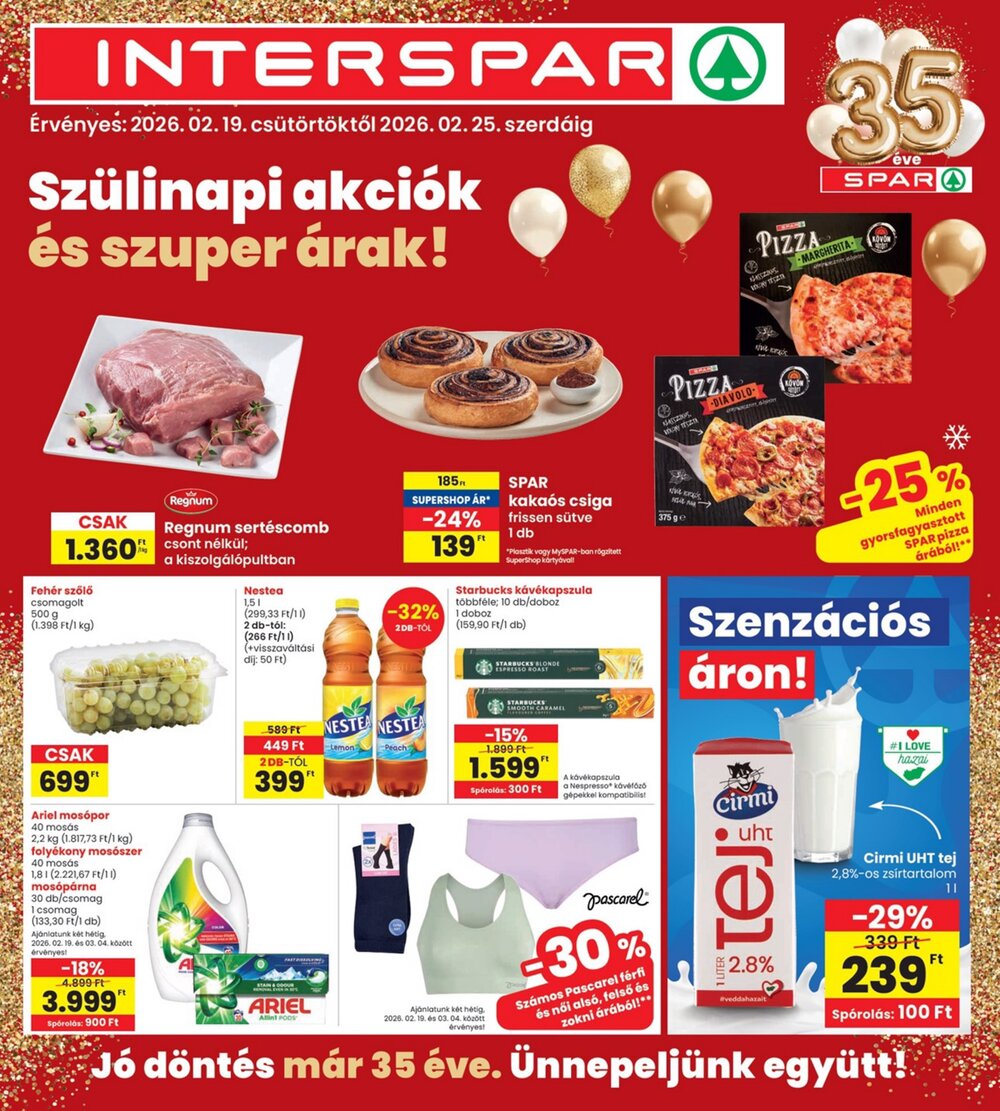 Interspar akciós újság 2026.02.19-től - 1. oldal.