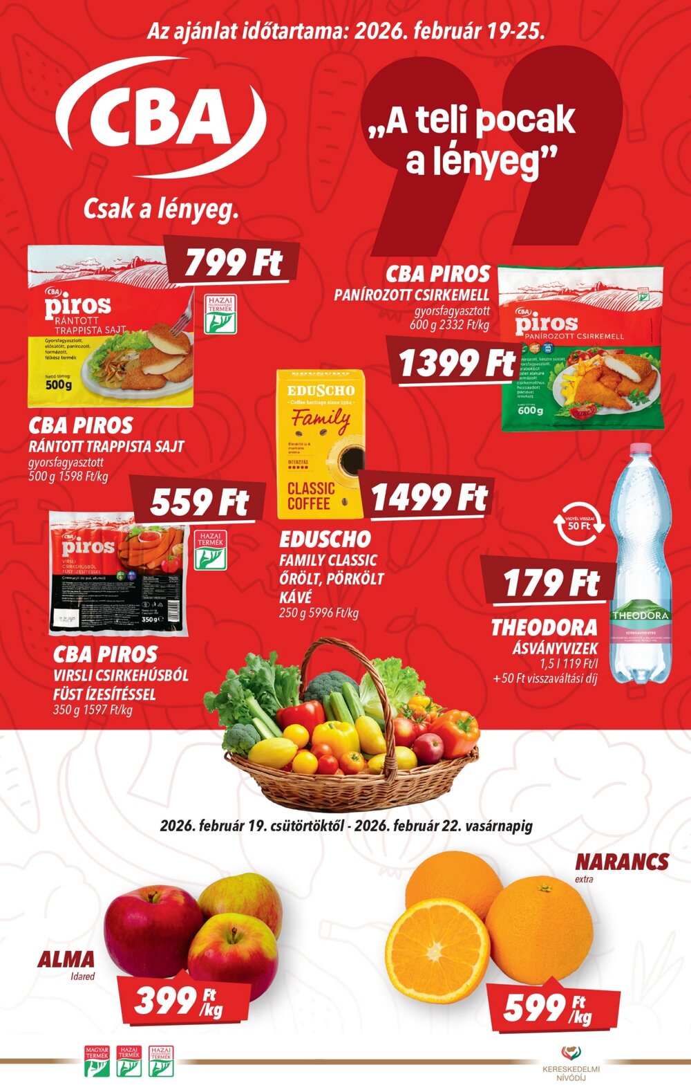CBA akciós újság 2026.02.19-től - 1. oldal.