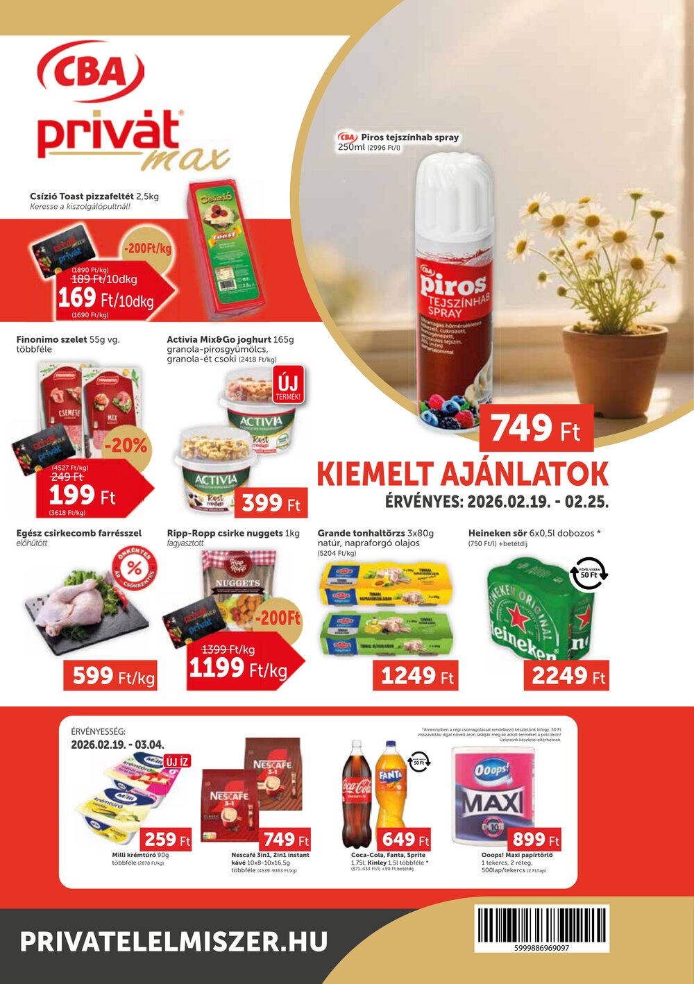 Privát akciós újság 2026.02.19-től - 1. oldal.