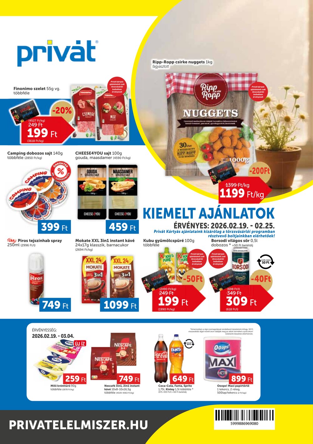 Privát akciós újság 2026.02.19-től - 1. oldal.
