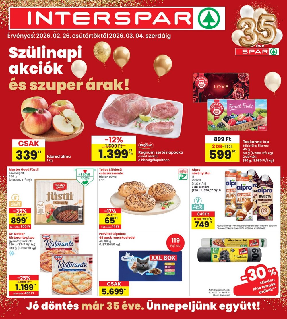 Interspar akciós újság 2026.02.26-tól - 1. oldal.