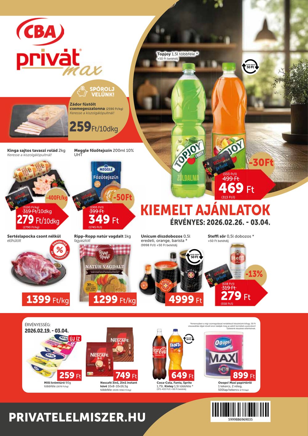 Privát akciós újság 2026.02.26-tól - 1. oldal.
