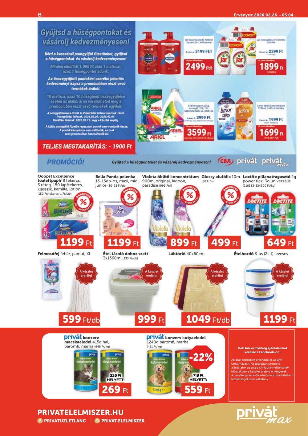 Privát akciós újság 2026.02.26-tól - 8. oldal.