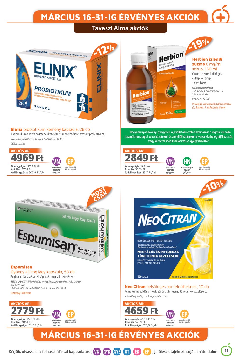 Alma Gyógyszertárak akciós újság 2026.03.01-től - 11. oldal.