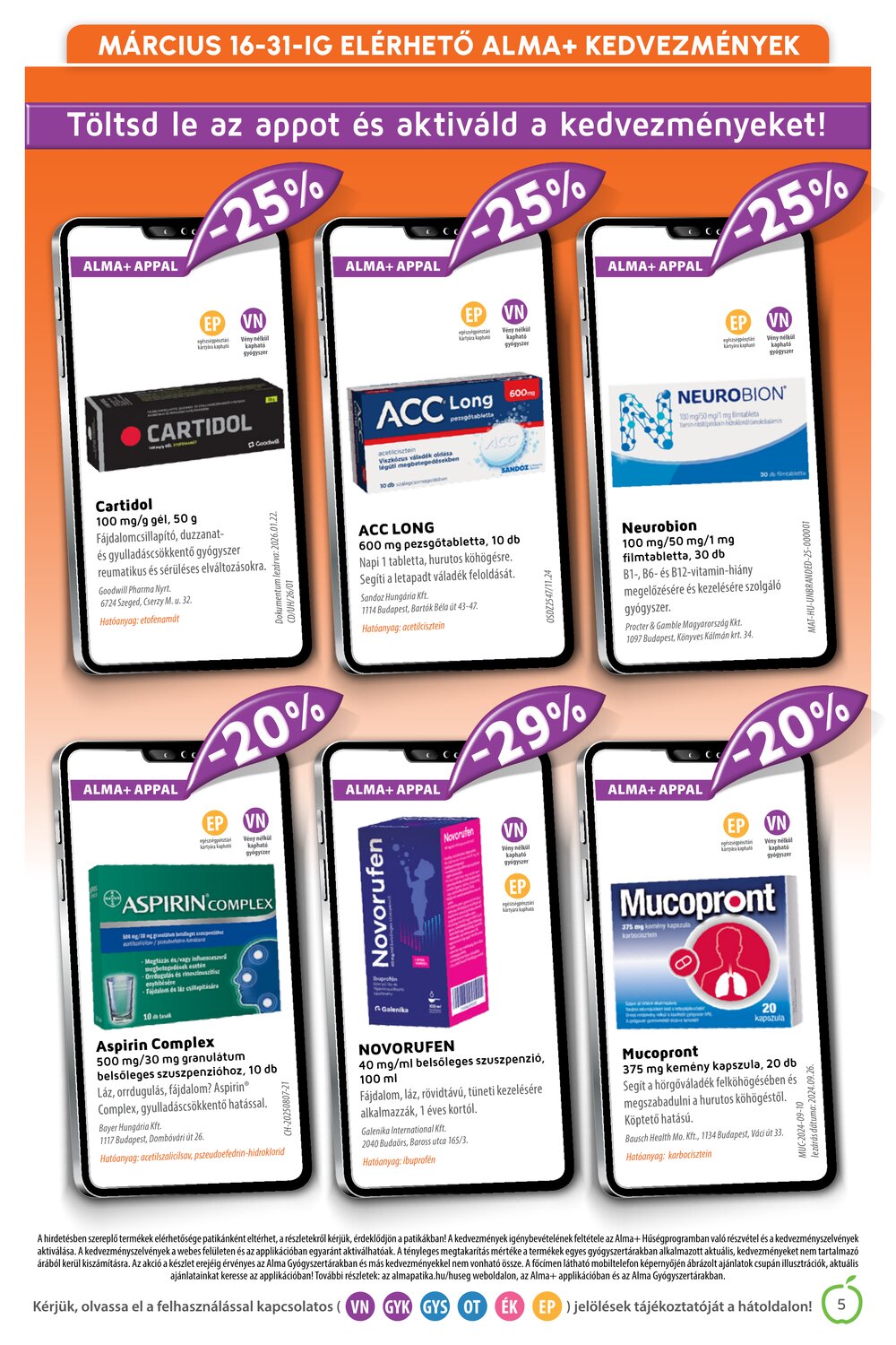 Alma Gyógyszertárak akciós újság 2026.03.01-től - 5. oldal.