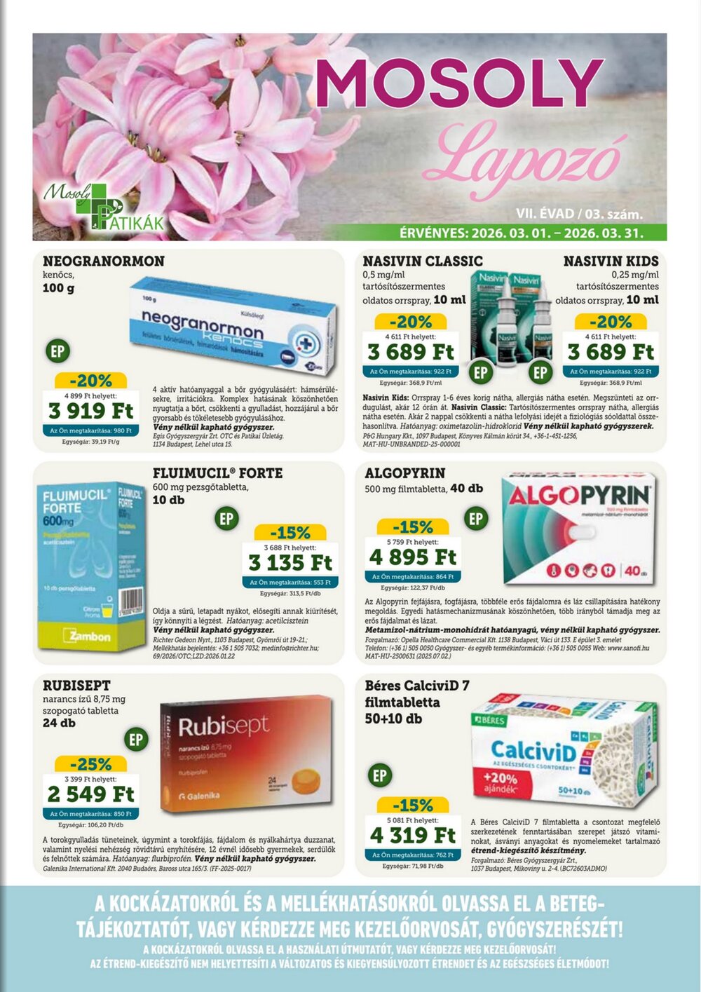 Mosoly Patikák akciós újság 2026.03.01-től - 1. oldal.