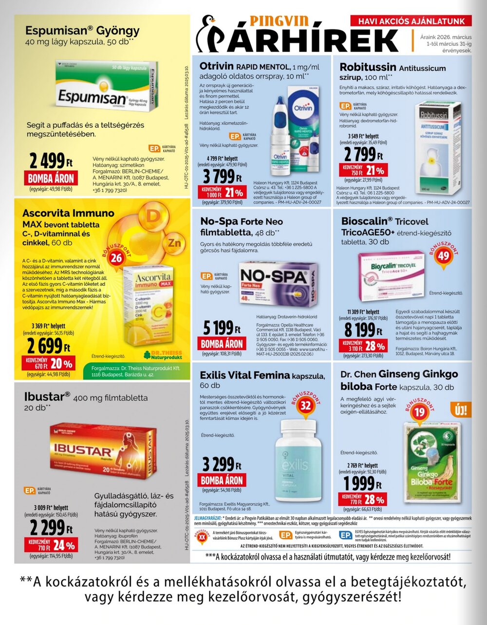 Pingvin Patika akciós újság 2026.03.01-től - 2. oldal.