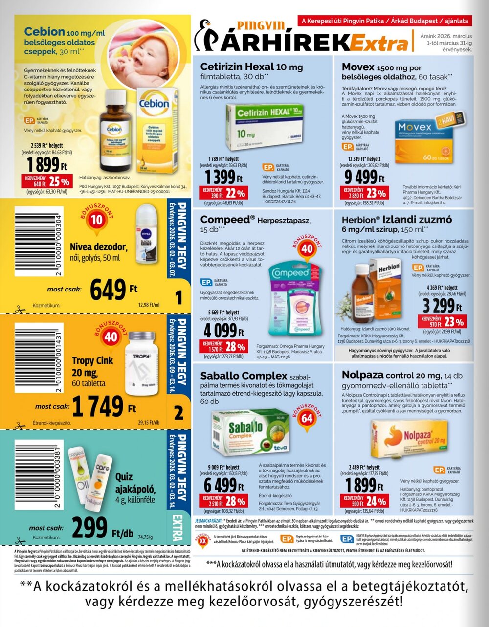 Pingvin Patika akciós újság 2026.03.01-től - 4. oldal.