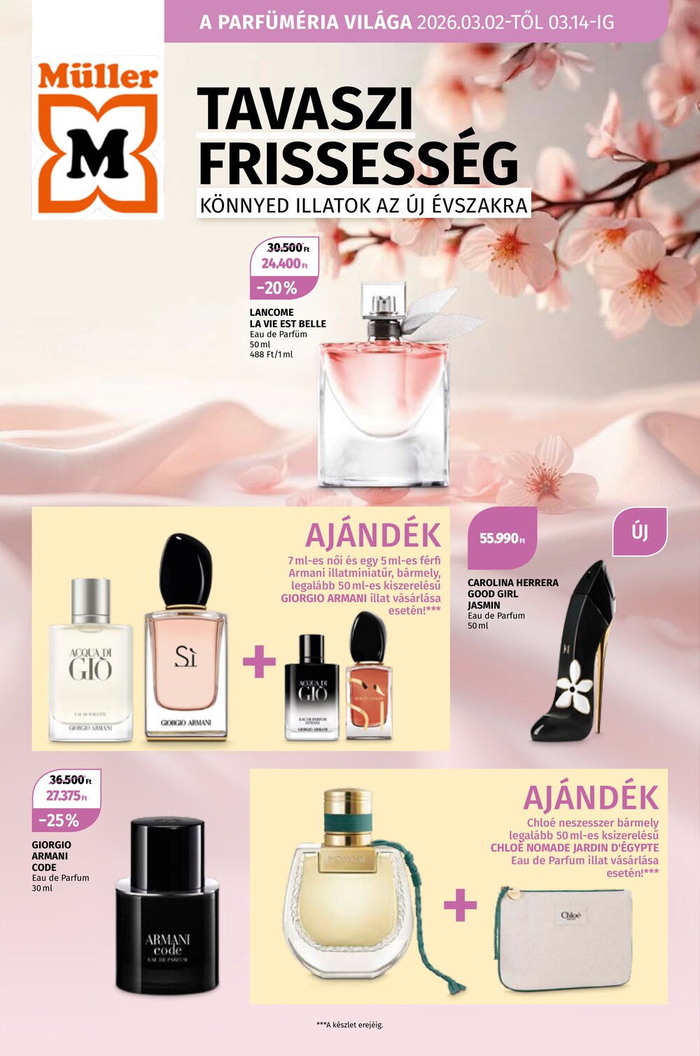 Müller drogéria akciós újság 2026.03.02-től - 1. oldal.