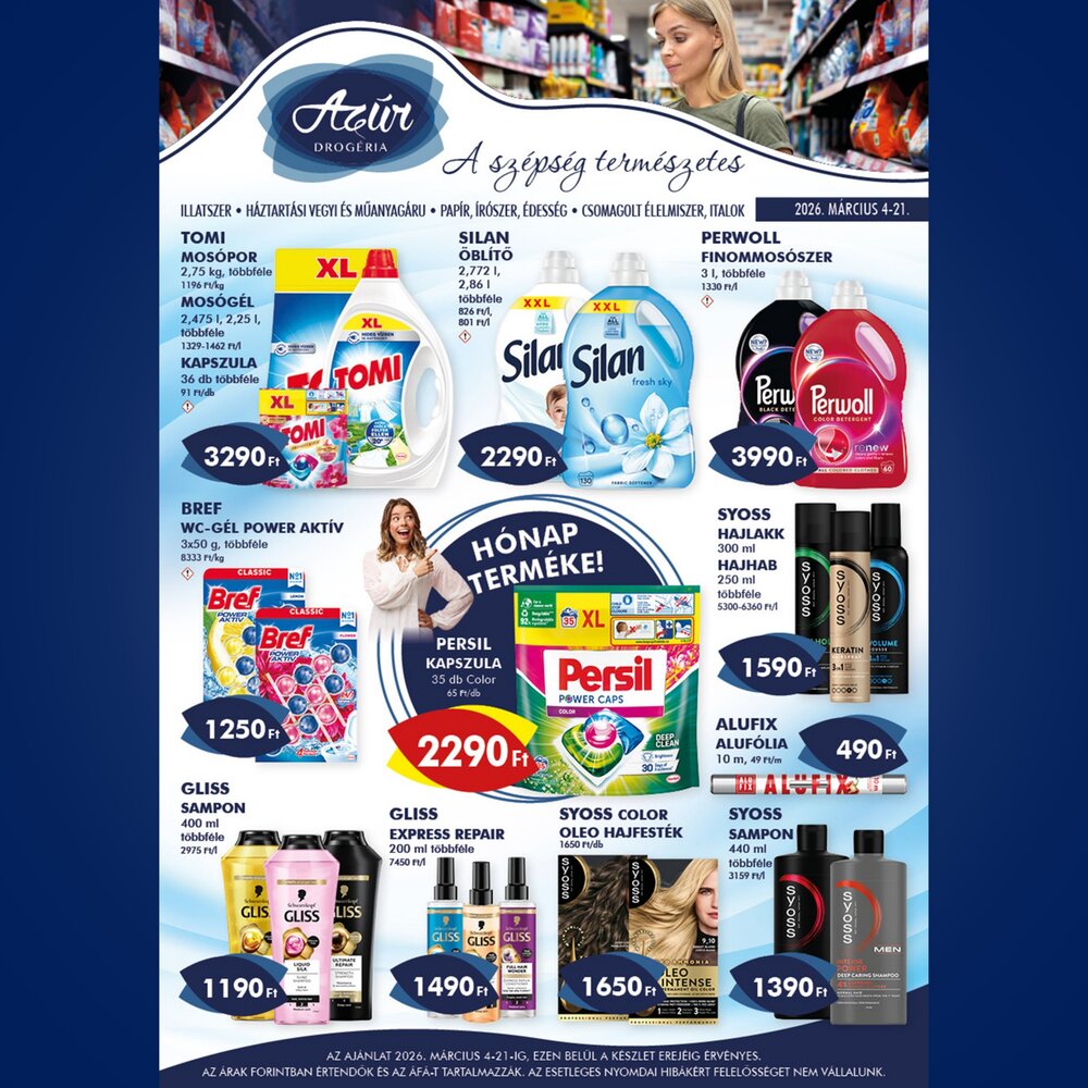 Azúr drogéria akciós újság 2026.03.04-től - 1. oldal.