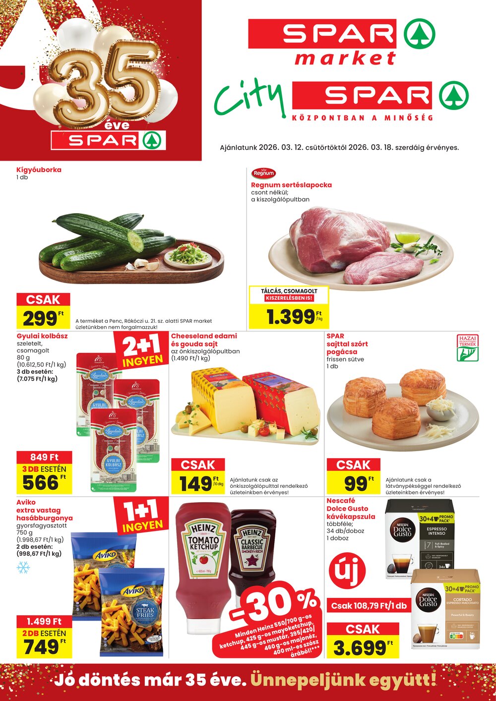 Spar Market akciós újság 2026.03.12-től - 1. oldal.