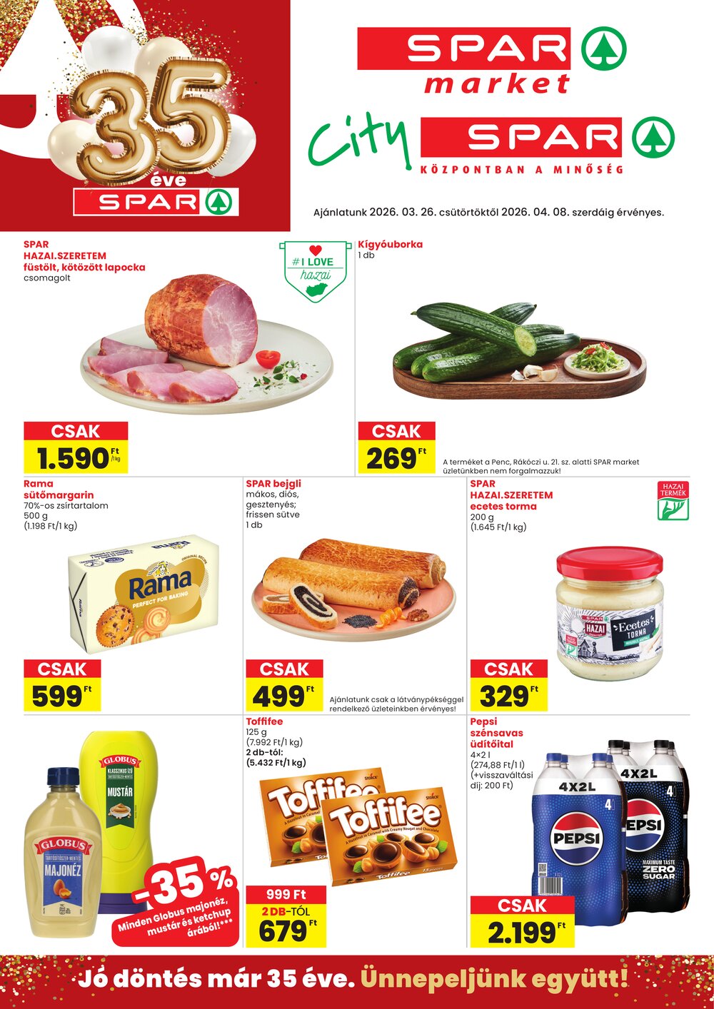 Spar Market akciós újság 2026.03.26-tól - 1. oldal.