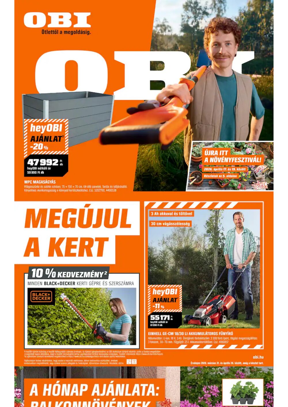 OBI akciós újság 2026.03.31-től - 1. oldal.