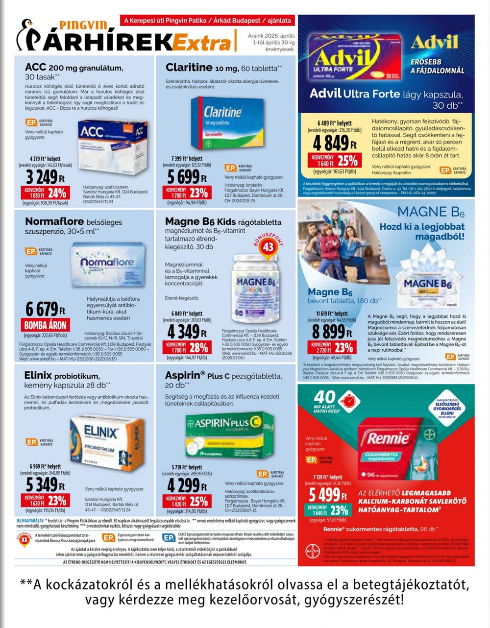 Pingvin Patika akciós újság 2026.04.01-től - 1. oldal.