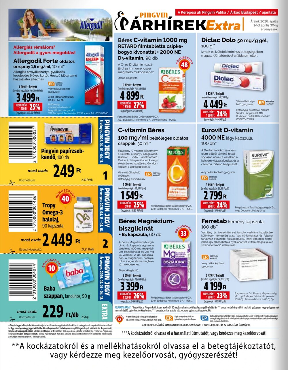 Pingvin Patika akciós újság 2026.04.01-től - 4. oldal.
