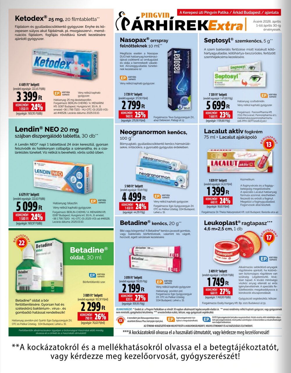 Pingvin Patika akciós újság 2026.04.01-től - 8. oldal.