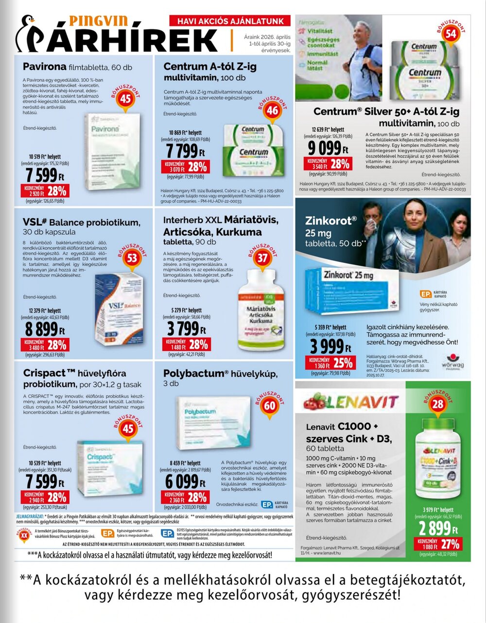 Pingvin Patika akciós újság 2026.04.01-től - 15. oldal.