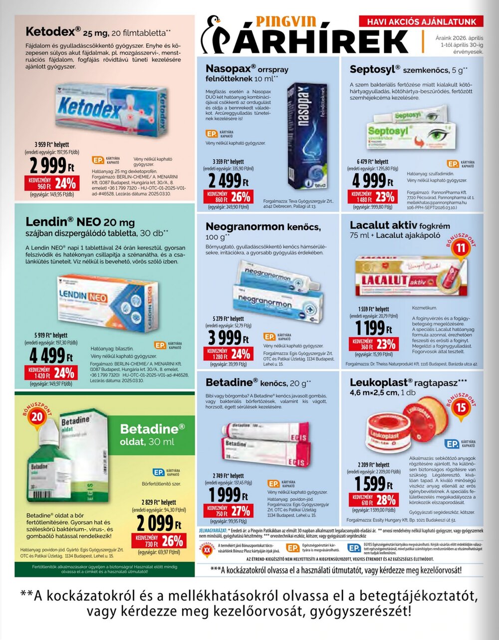 Pingvin Patika akciós újság 2026.04.01-től - 8. oldal.